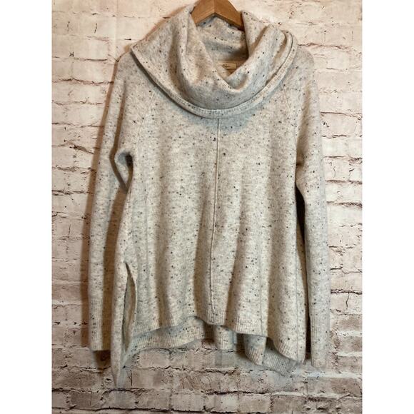 Jessica Simpson Sweater Womens Large Oatmeal Speckled Cowl Neck Oversized Lagom - Picture 1 of 15